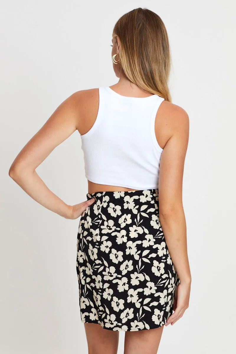 Print Mini Skirt High Rise