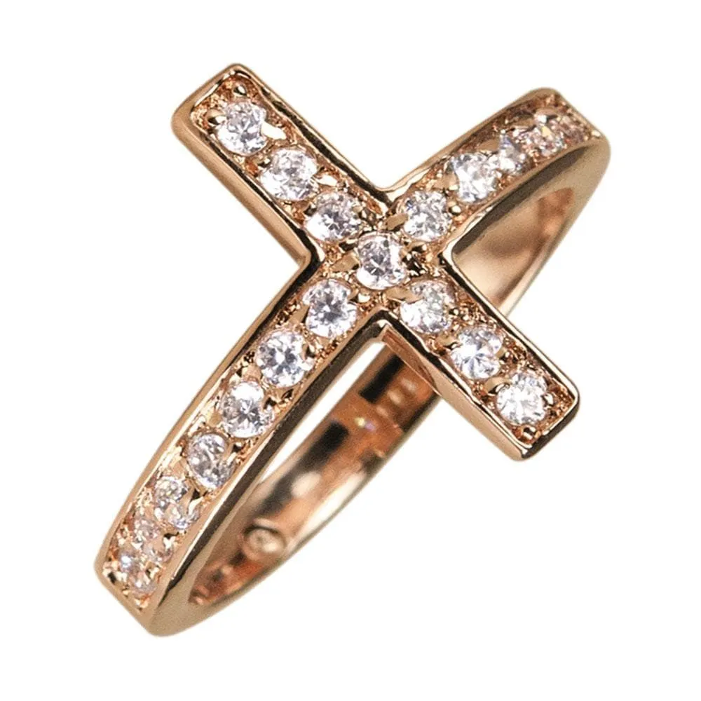 Reclining Cross Gold Ring