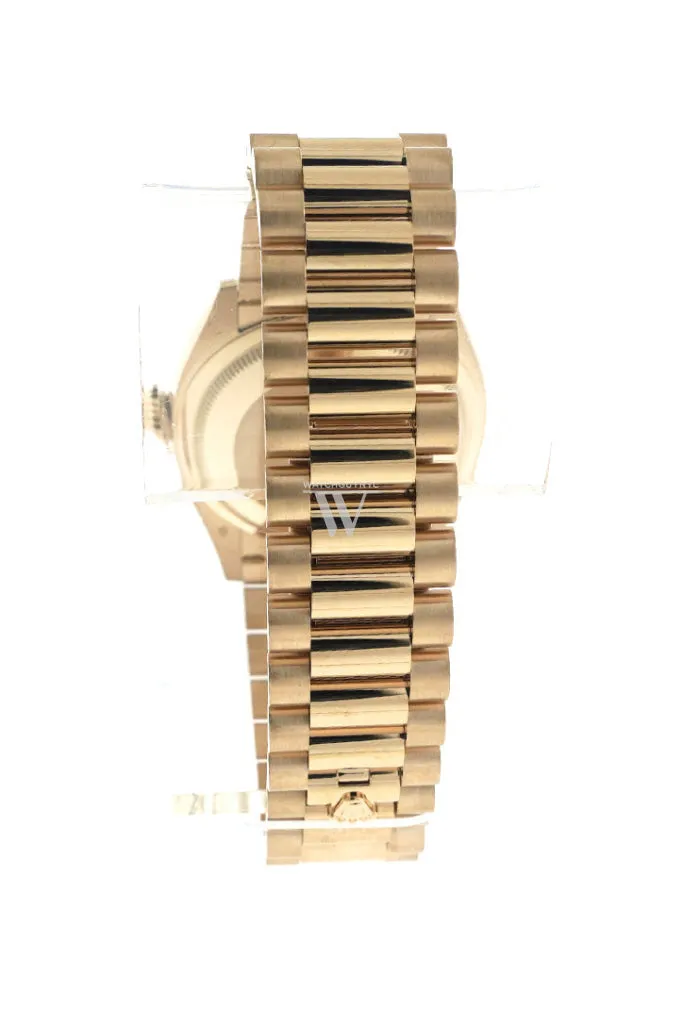 Rolex Day-Date 36 Carnelian Dial Gold Diamond Bezel Watch 128348RBR-0049 128348RBR