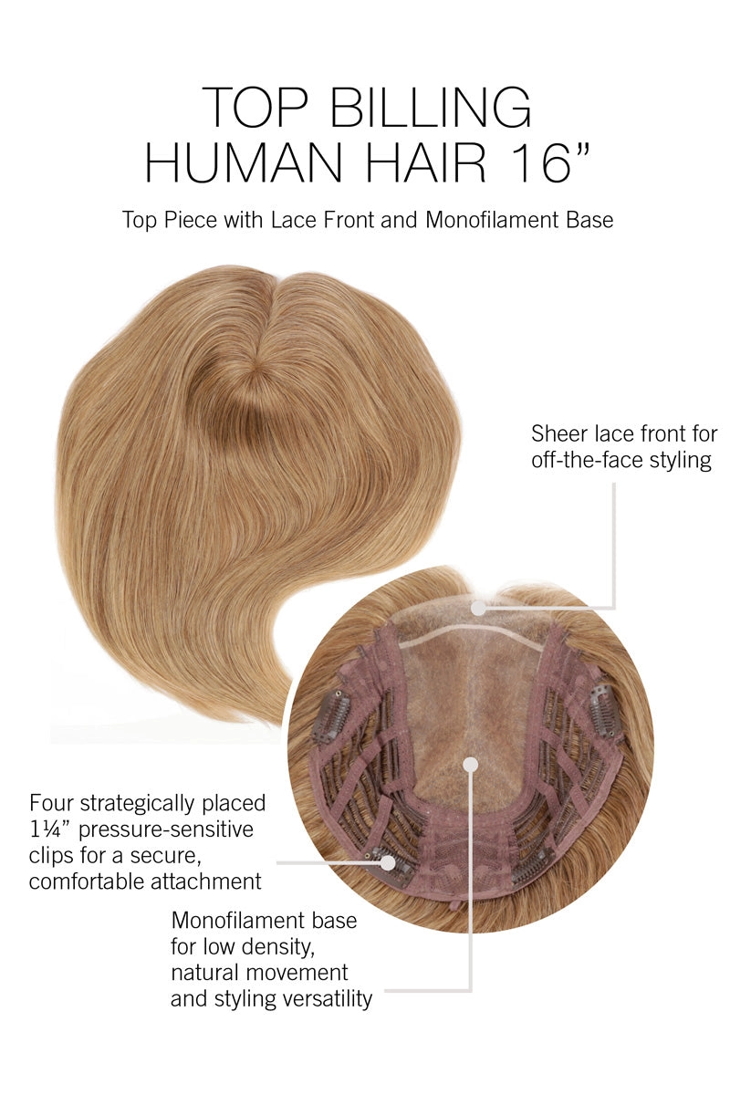 Sale - Raquel Welch Toppers - Top Billing 16" Human Hair - Color: Shaded Cappuccino (SS12/22)