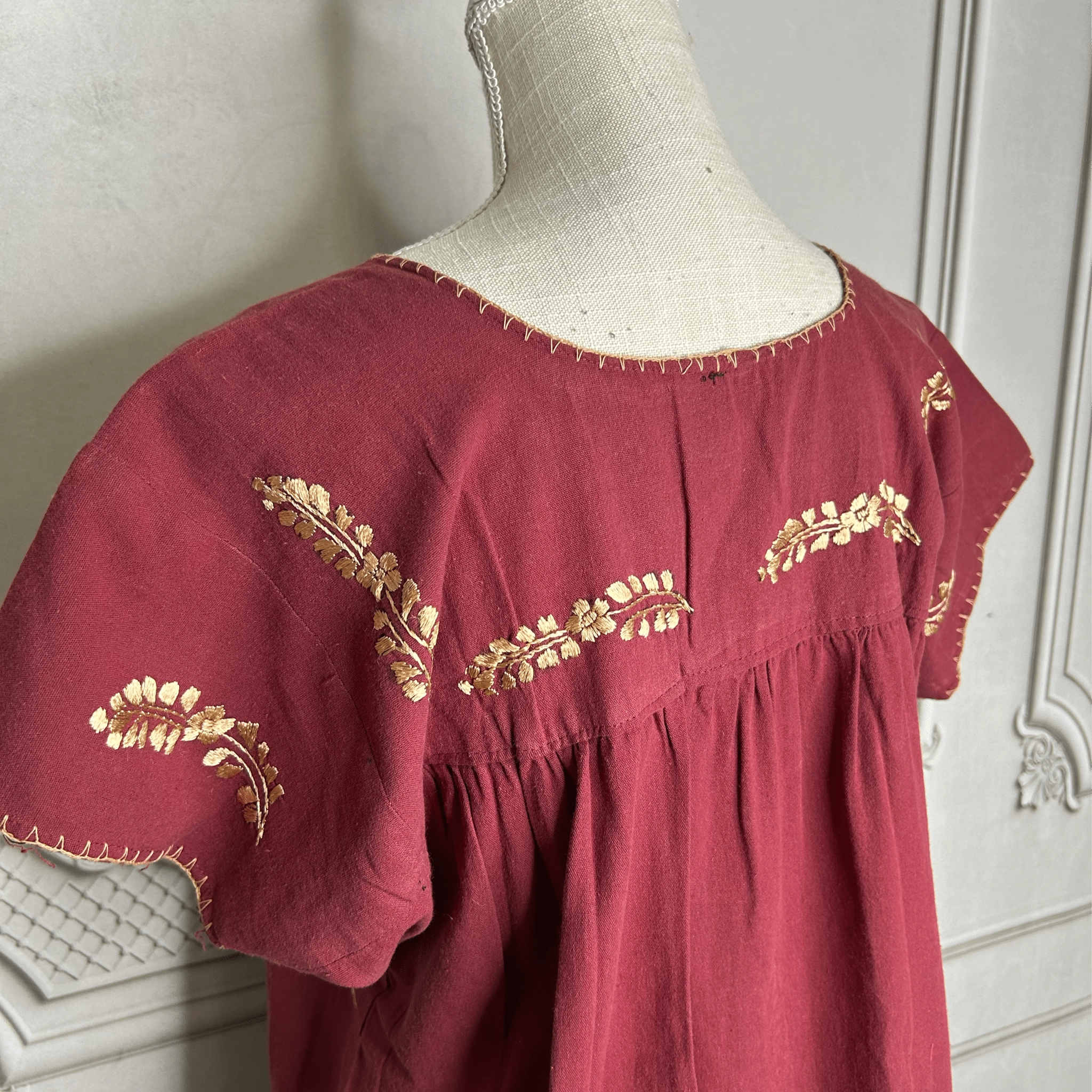 San Antonino Mexican Blouse - Sandrita Maroon