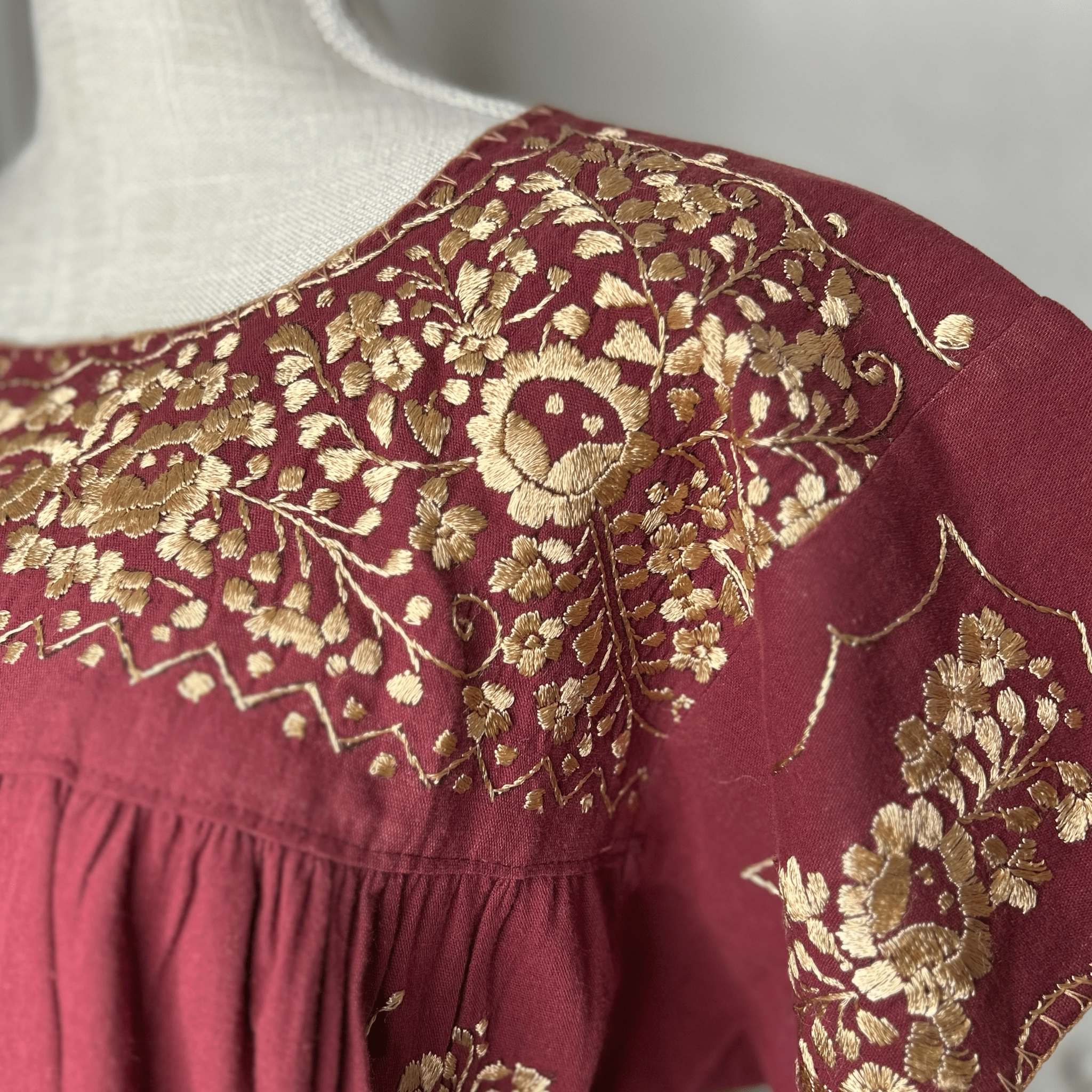 San Antonino Mexican Blouse - Sandrita Maroon