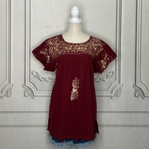 San Antonino Mexican Blouse - Sandrita Maroon