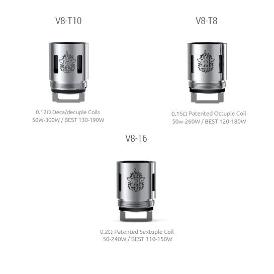 Smok TFV8 Coils / (Q4, T6, T8, T10) Atomizer Heads (3 Pack)