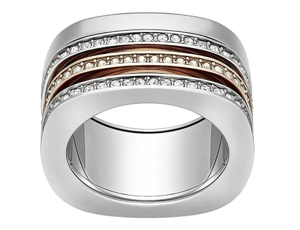 Swarovski Vio Rhodium & Rose Gold Plated Crystals Womens Ring Size 7 / 55 - 5152856