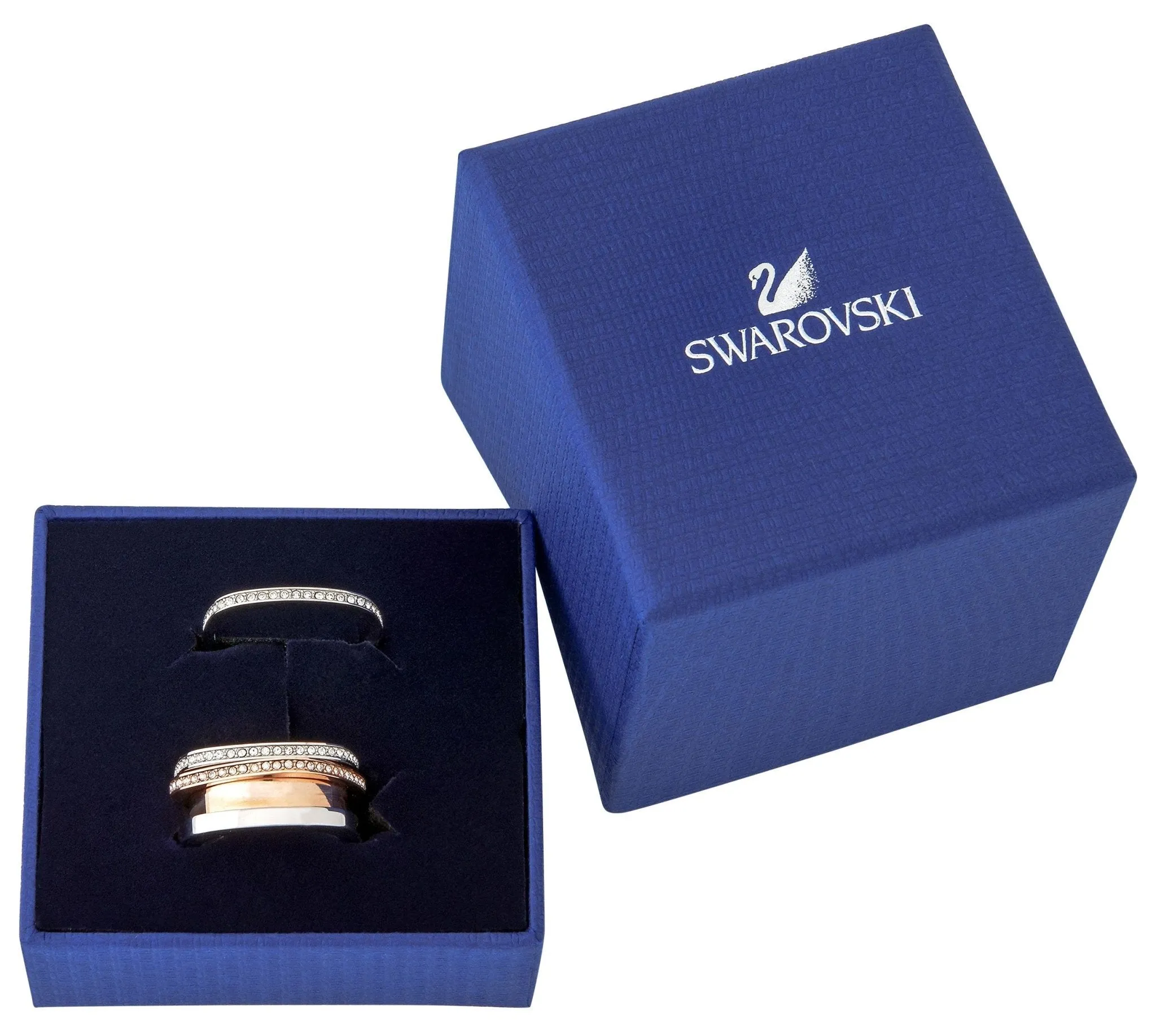 Swarovski Vio Rhodium & Rose Gold Plated Crystals Womens Ring Size 7 / 55 - 5152856