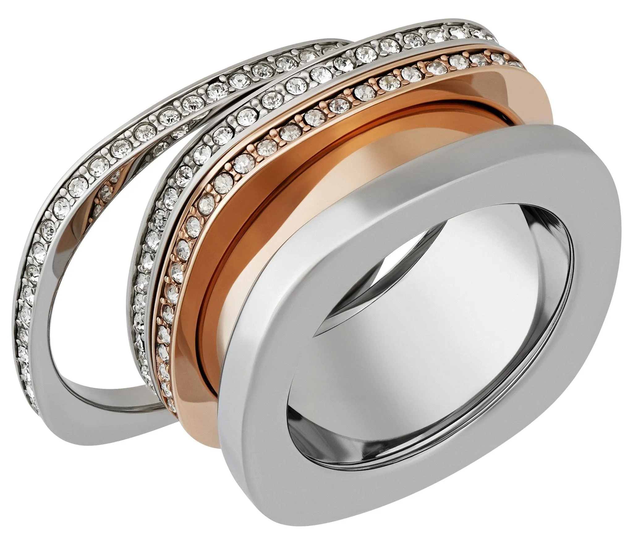 Swarovski Vio Rhodium & Rose Gold Plated Crystals Womens Ring Size 7 / 55 - 5152856