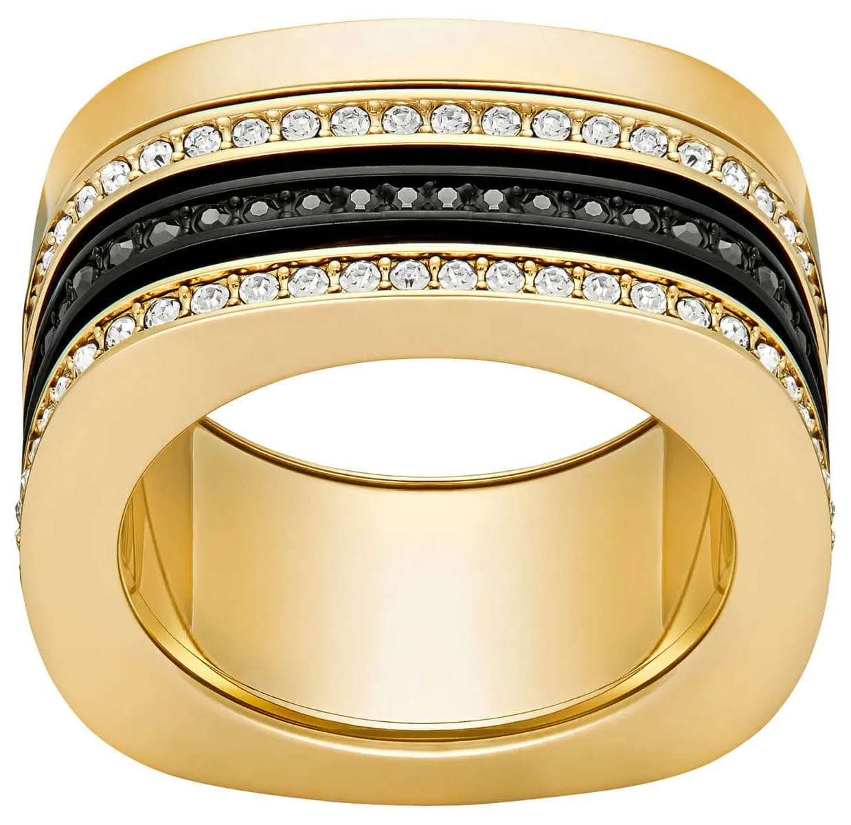 Swarovski Vio Yellow Gold Plated Black & Clear Crystal Pavé Womens Ring Size 7 / 55 - 5143854