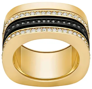 Swarovski Vio Yellow Gold Plated Black & Clear Crystal Pavé Womens Ring Size 7 / 55 - 5143854