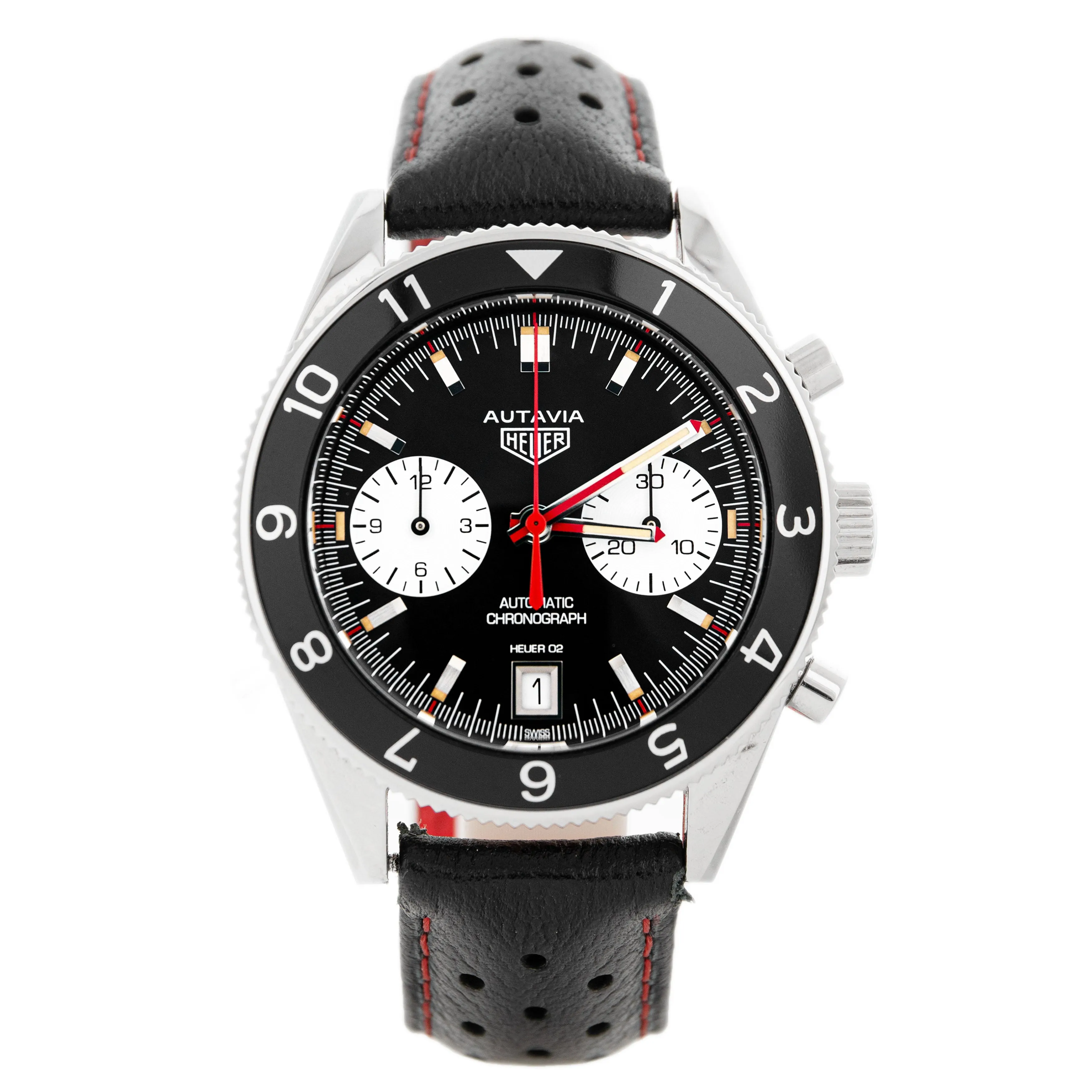 Tag Heuer Autavia Heritage Chronograph Steel Black Dial 42mm CBE2118.FC8246 Full Set