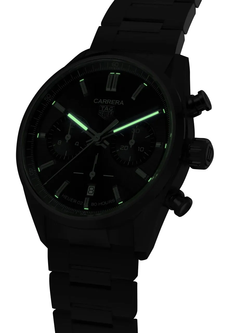 TAG Heuer Carrera Automatic Chronograph Stainless Steel Black Dial Date Mens Watch CBN2010.BA0642