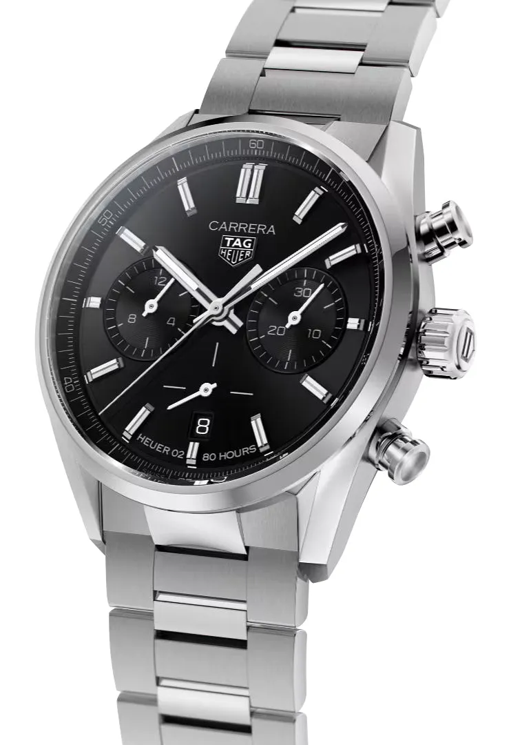 TAG Heuer Carrera Automatic Chronograph Stainless Steel Black Dial Date Mens Watch CBN2010.BA0642