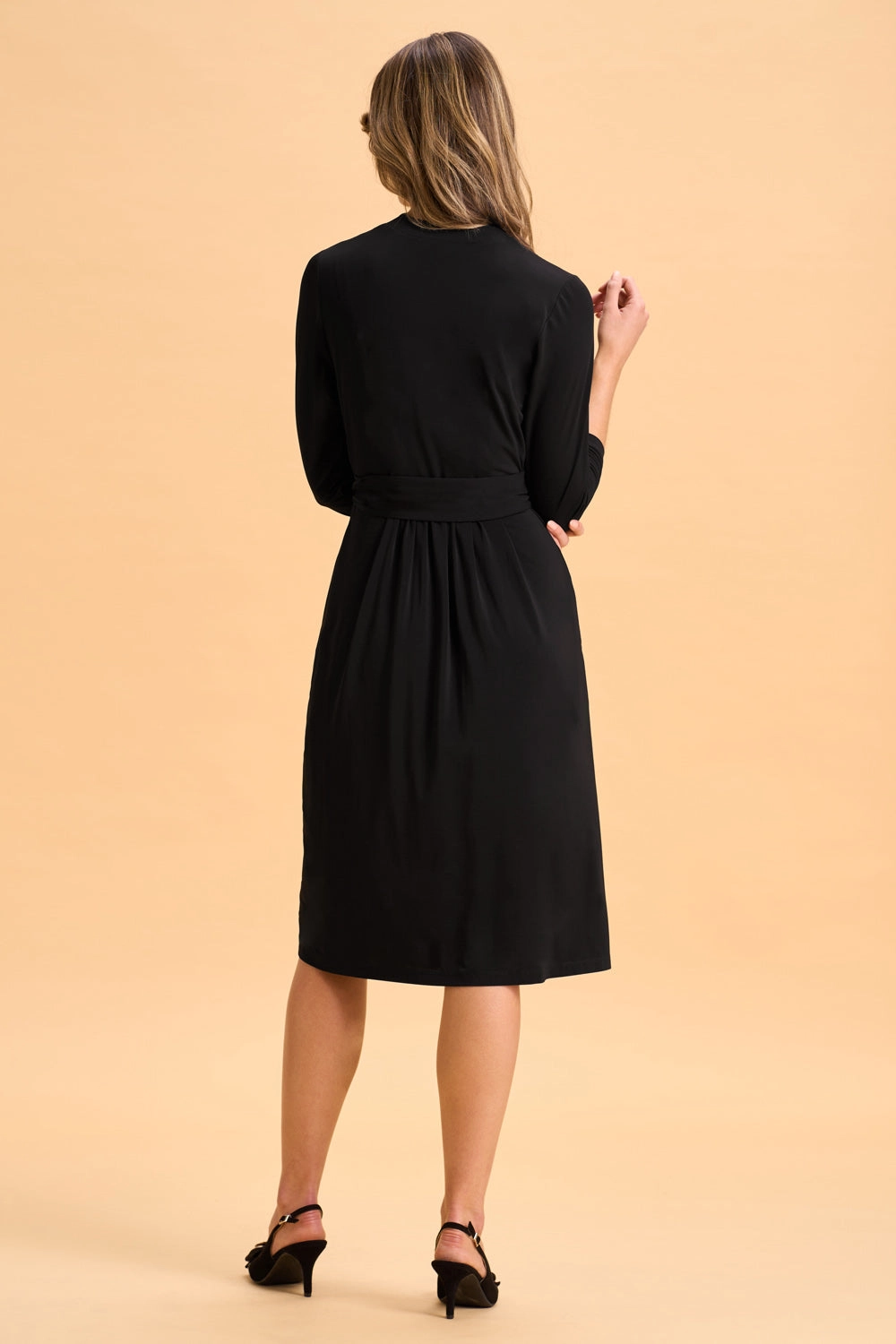 Tie Waist Jersey Dress - Black