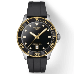 Tissot Seastar 1000 Black Dial 40mm Gold PVD Steel Quartz Watch T1204102705100