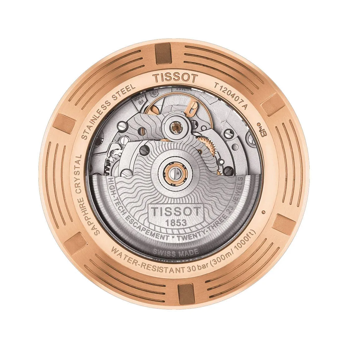 Tissot T-Sport Seastar 1000 Automatic Powermatic 80 Rose Gold PVD Black Dial Black Rubber Strap Date Divers Mens Watch T120.407.37.051.01