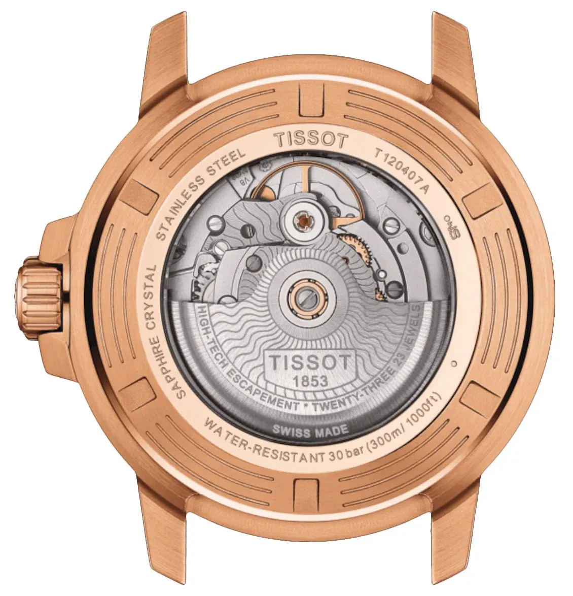 Tissot T-Sport Seastar 1000 Automatic Powermatic 80 Rose Gold PVD Blue Dial Blue Textile Strap Date Mens Watch T120.407.37.041.00