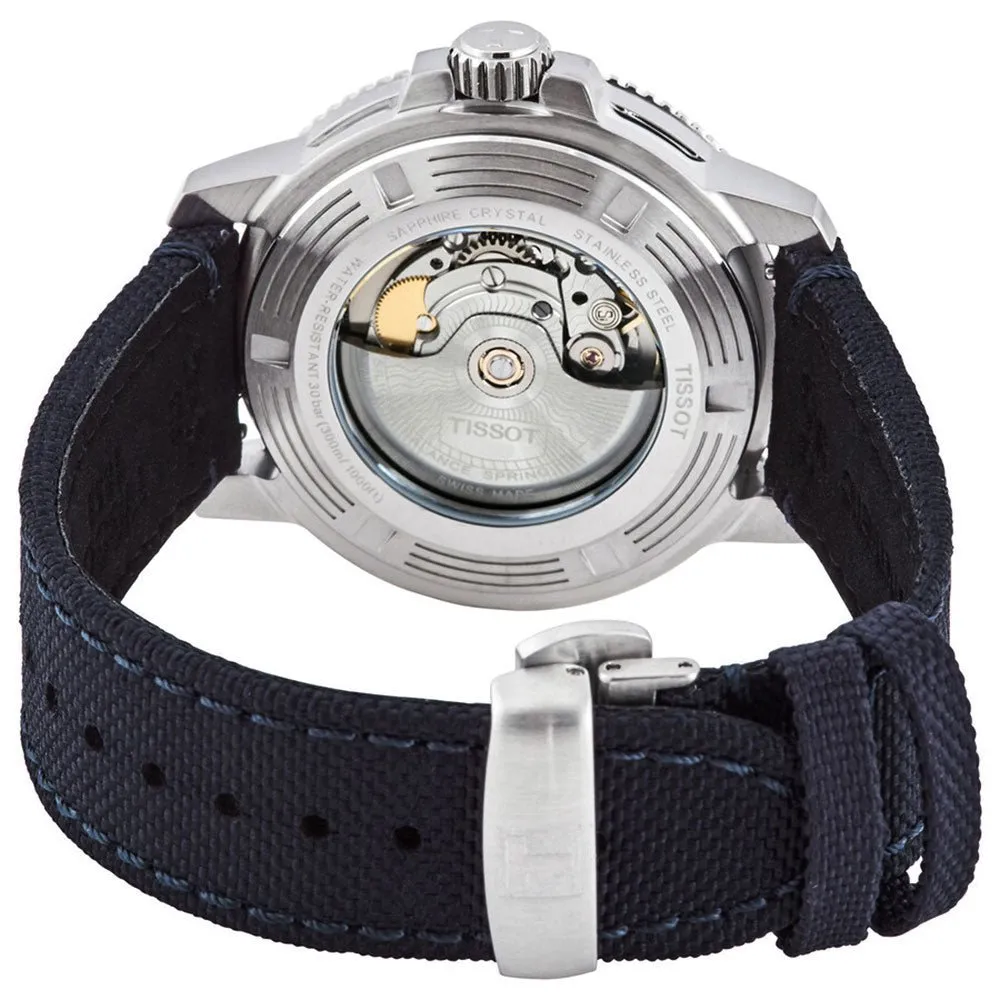 Tissot T-Sport Seastar 1000 Automatic Powermatic 80 Silicium Blue Dial Blue Textile Strap Date Mens Watch T120.407.17.041.01