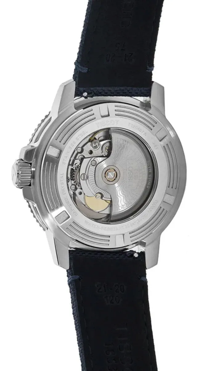 Tissot T-Sport Seastar 1000 Automatic Powermatic 80 Silicium Blue Dial Blue Textile Strap Date Mens Watch T120.407.17.041.01