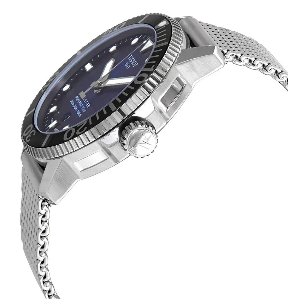 Tissot T-Sport Seastar 1000 Automatic Powermatic 80 Stainless Steel Mesh Blue Dial Date Divers Mens Watch T120.407.11.041.02