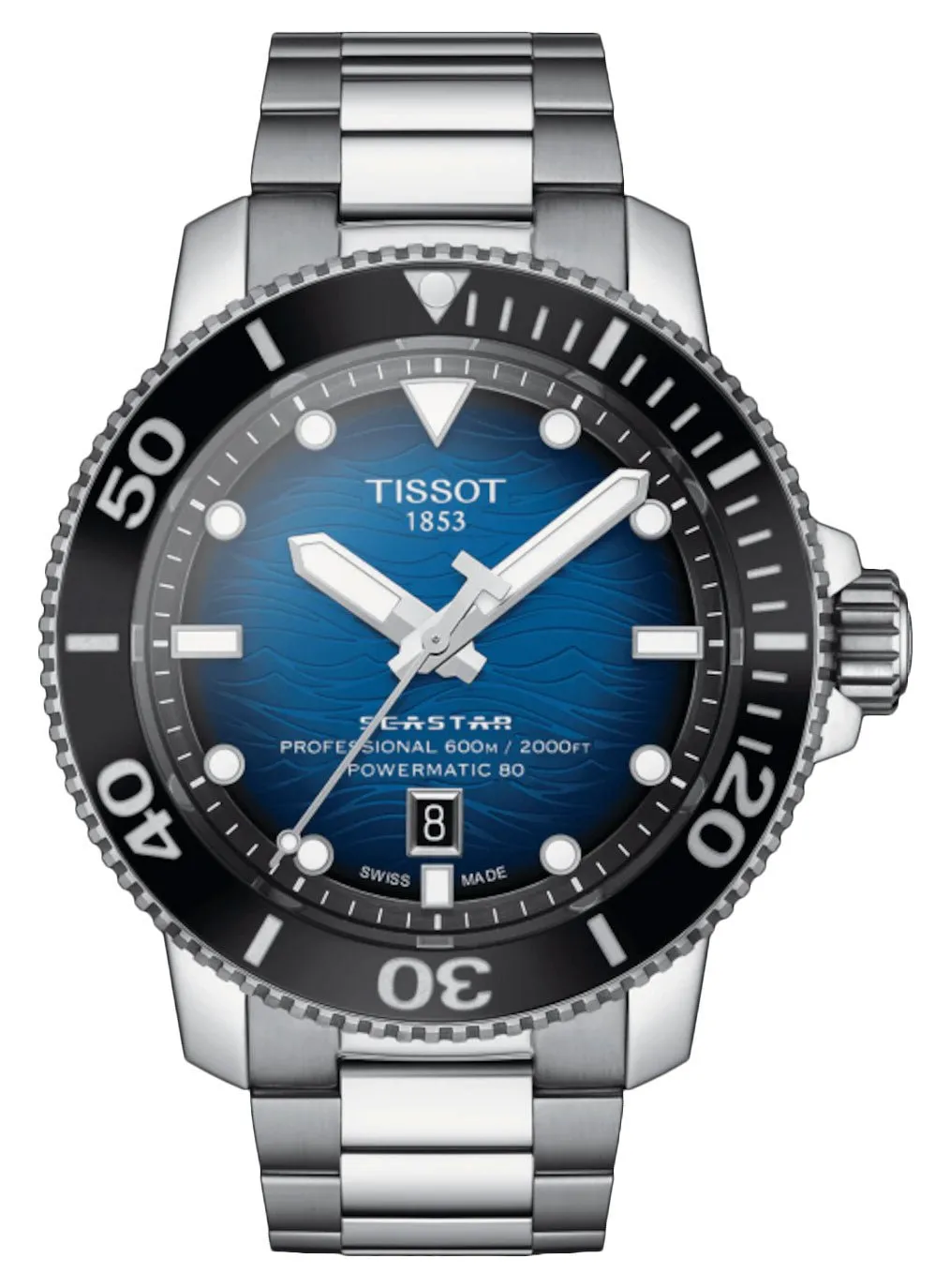 Tissot T-Sport Seastar 2000 Professional Powermatic 80 Automatic Stainless Steel Blue Dial Date Divers Mens Watch T120.607.11.041.01