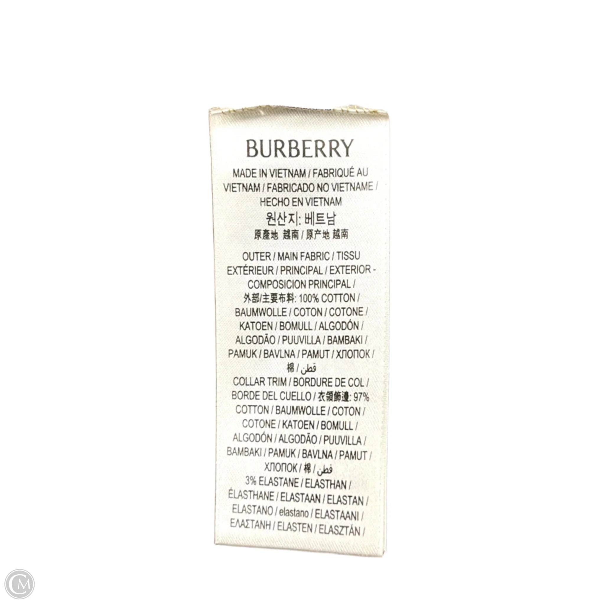 Top Short Sleeve Luxury Designer By Burberry In Tan, Size: Xxs