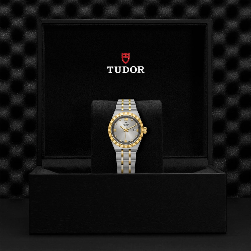 TUDOR Royal 28mm Silver Diamond Set Dial 18ct Gold and Steel Automatic Ladies Watch M28303-0002