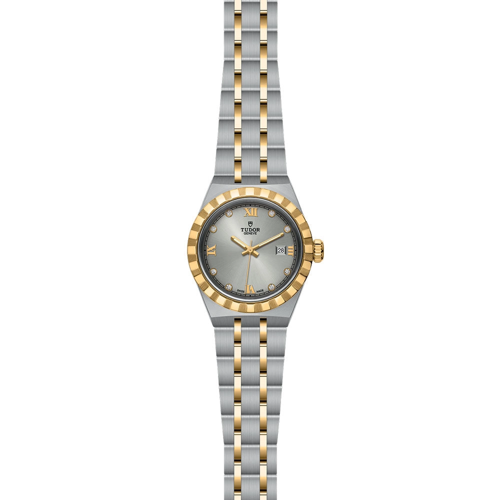 TUDOR Royal 28mm Silver Diamond Set Dial 18ct Gold and Steel Automatic Ladies Watch M28303-0002