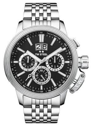 TW Steel CEO Adesso Chronograph Stainless Steel Black Dial Date Quartz Mens Watch CE7020