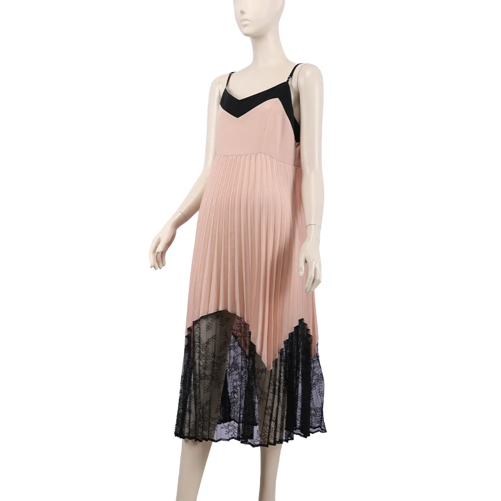 Twin Set Pleated Midi Dress With Lace