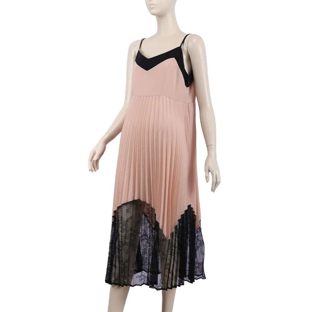 Twin Set Pleated Midi Dress With Lace