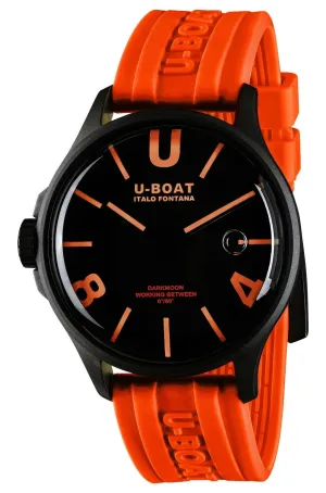 U-Boat Darkmoon Black PVD Black Dial Orange Silicon Strap Quartz Mens Watch 9538