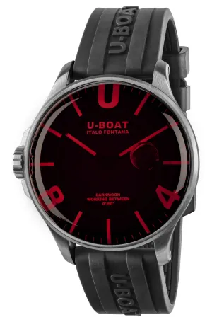 U-Boat Darkmoon Stainless Steel Black Dial Black Rubber Strap Quartz Mens Watch 8465