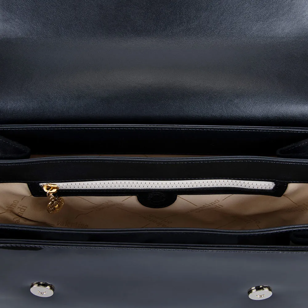 Valentino Orlandi Bag Black Sued & Black Patent Leather