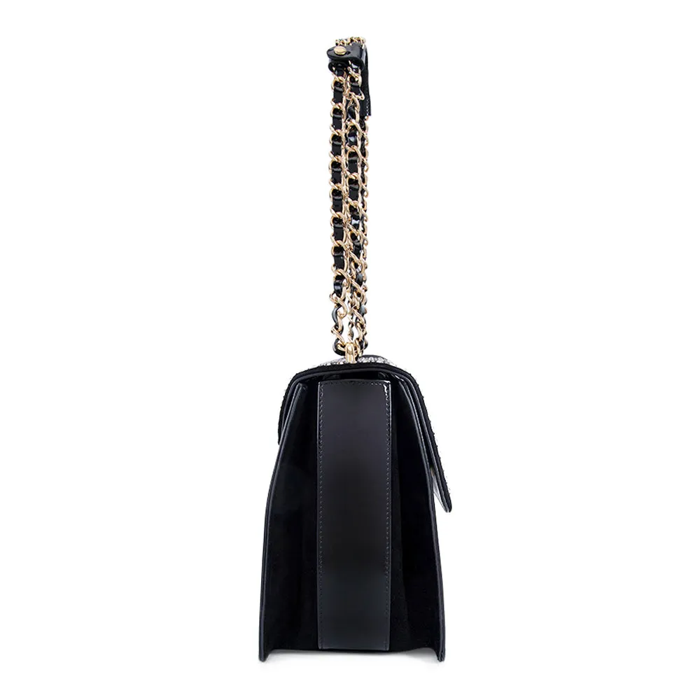 Valentino Orlandi Bag Black Sued & Black Patent Leather