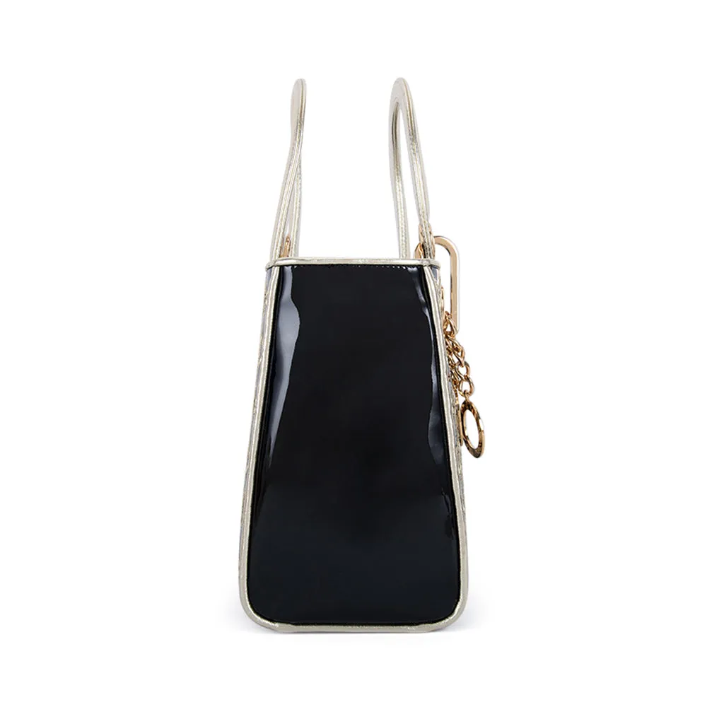 Valentino Orlandi Women's Black Patent & Gold Leather Handbag