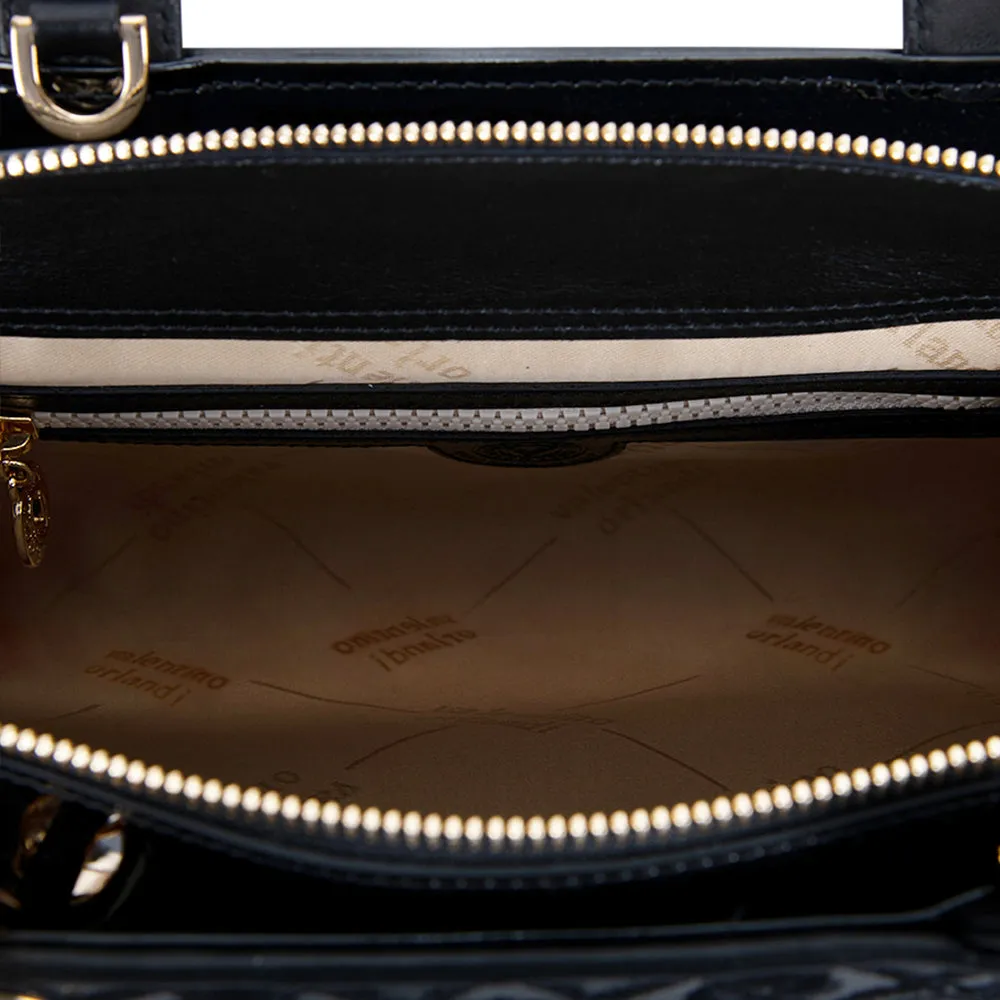Valentino Orlandi Women's Hand Bag Black & Leather & Lacquer