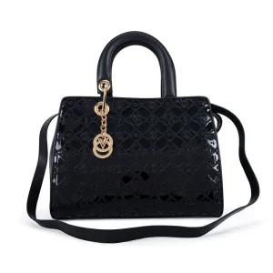 Valentino Orlandi Women's Hand Bag Black & Leather & Lacquer