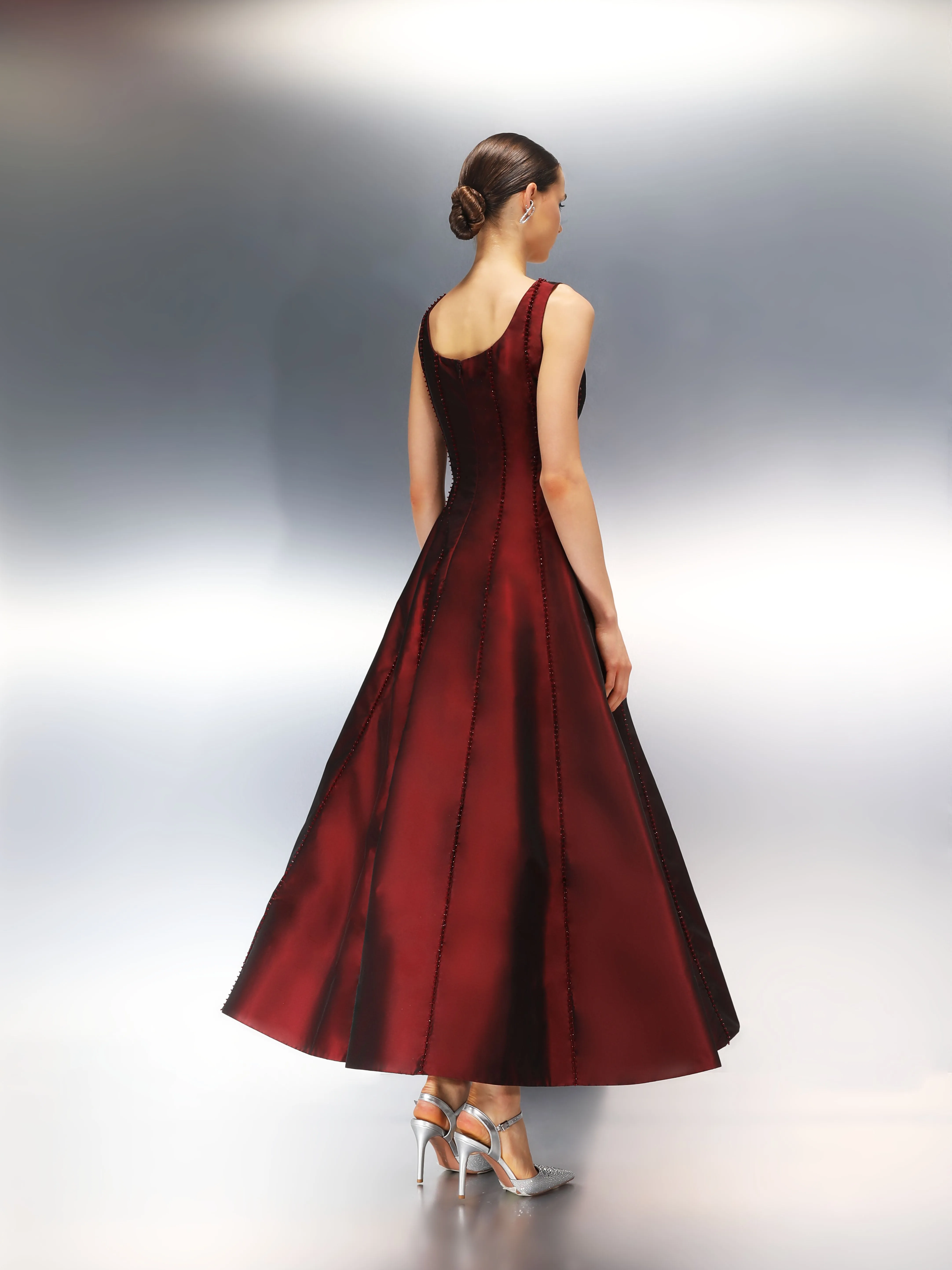Velvety Couture Women's BELLE Maroon Oka Dress