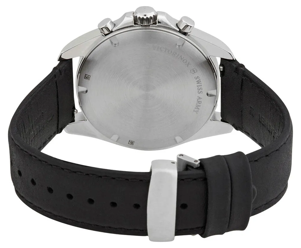 Victorinox Swiss Army Fieldforce Classic Chronograph Stainless Steel Blue Dial Black Leather Strap Date Quartz Mens Watch 241929