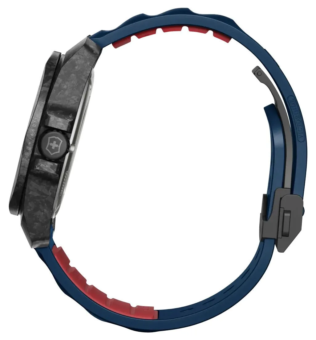 Victorinox Swiss Army I.N.O.X. Automatic Black Carbon Blue Dial Blue Rubber Strap Date Divers Mens Watch 242022.1
