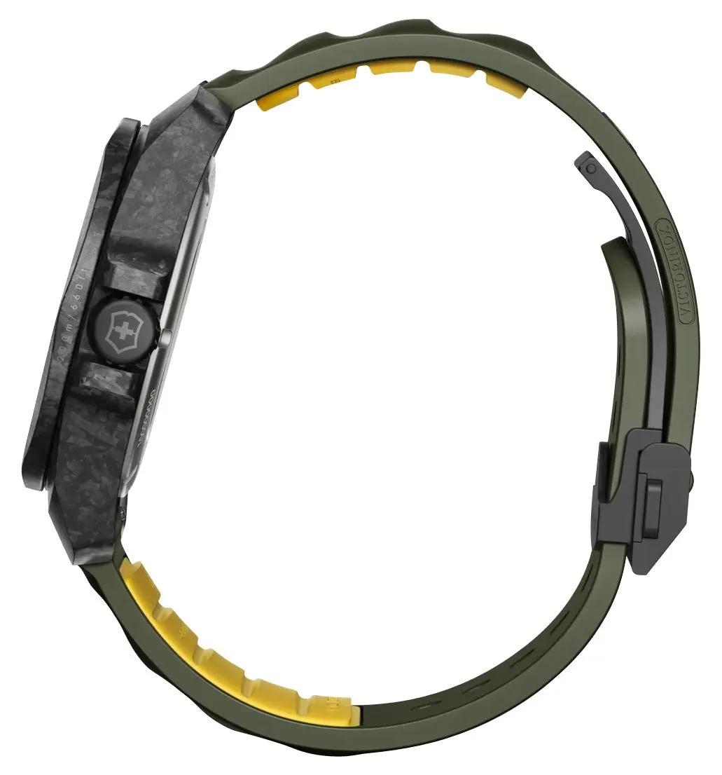 Victorinox Swiss Army I.N.O.X. Automatic Black Carbon Green Dial Green Rubber Strap Date Divers Mens Watch 242021.1