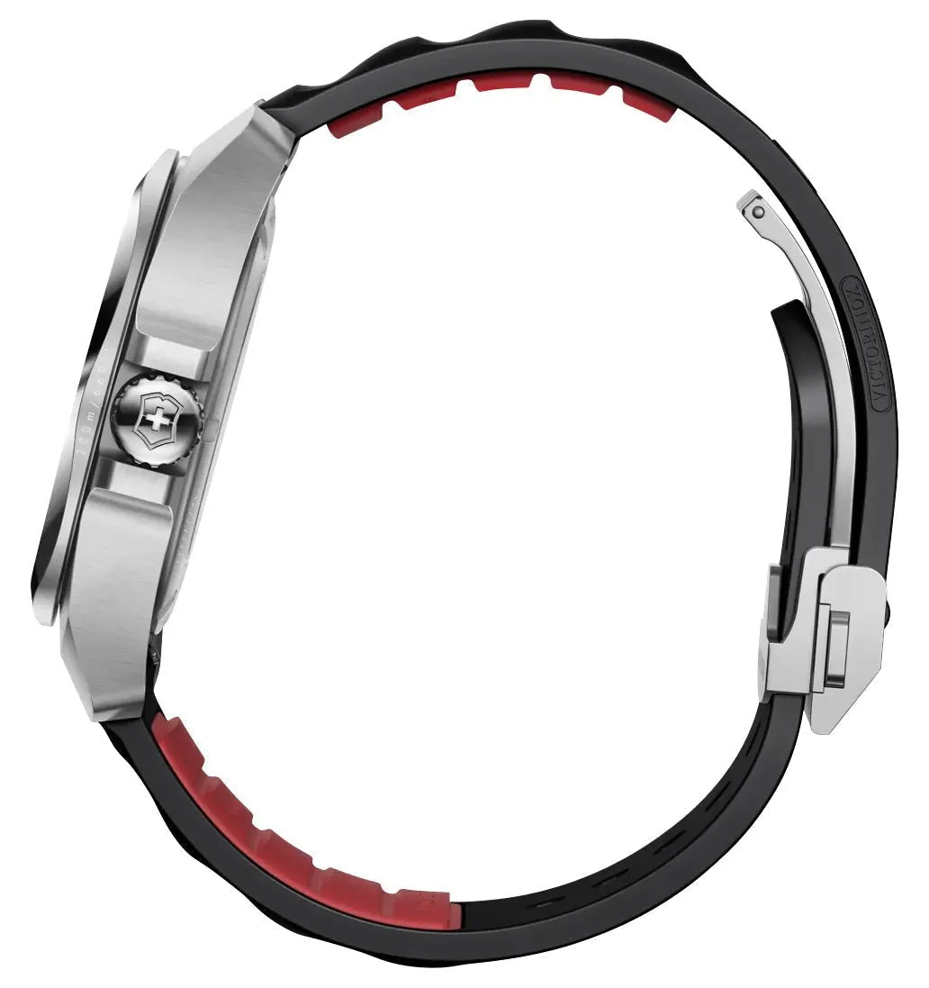 Victorinox Swiss Army I.N.O.X. Automatic Stainless Steel Black Dial Black Rubber Strap Date Divers Mens Watch 242039