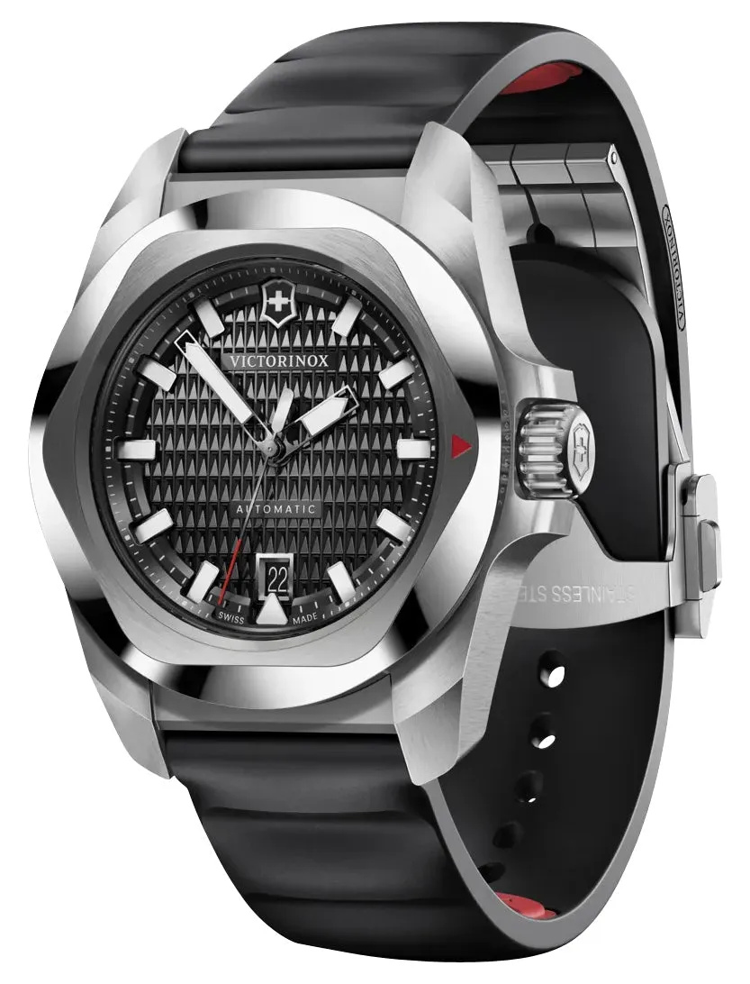 Victorinox Swiss Army I.N.O.X. Automatic Stainless Steel Black Dial Black Rubber Strap Date Divers Mens Watch 242039
