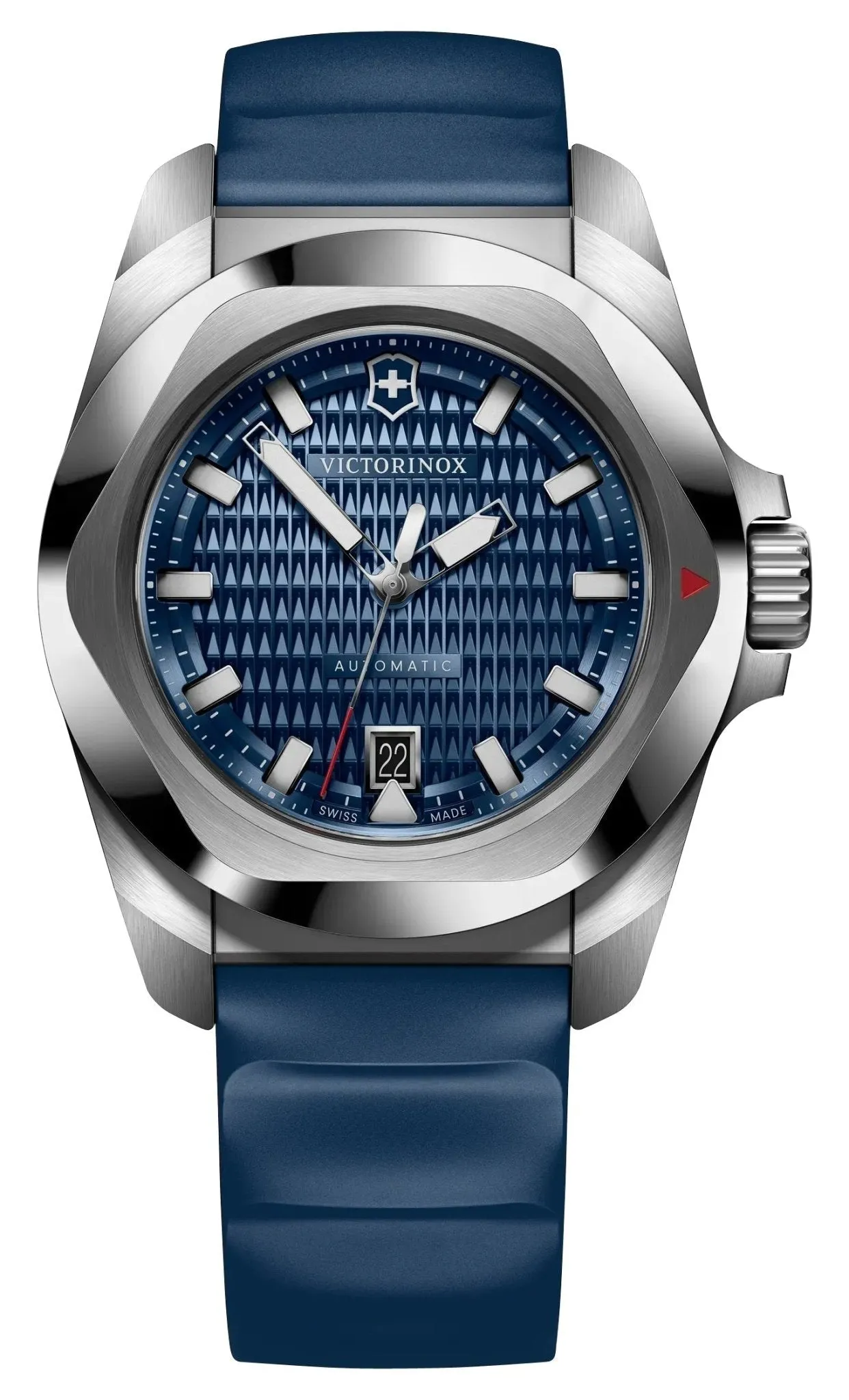 Victorinox Swiss Army I.N.O.X. Automatic Stainless Steel Blue Dial Brown Wood Interchangeable Blue Rubber Strap Date Divers Mens Watch 242018.1