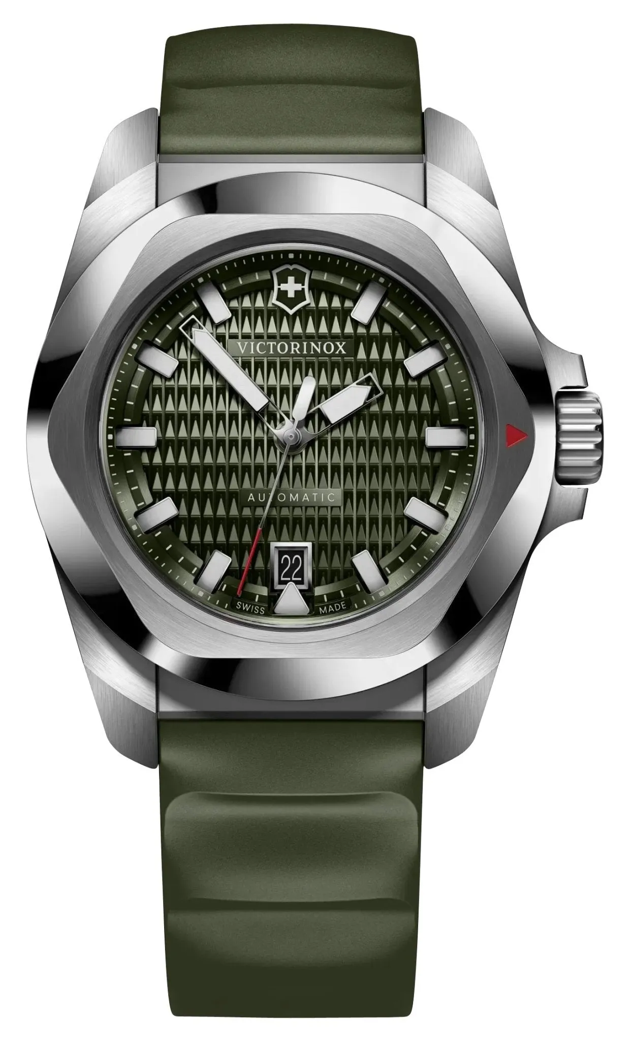 Victorinox Swiss Army I.N.O.X. Automatic Stainless Steel Green Dial Green Rubber Strap Date Divers Mens Watch 242017.1