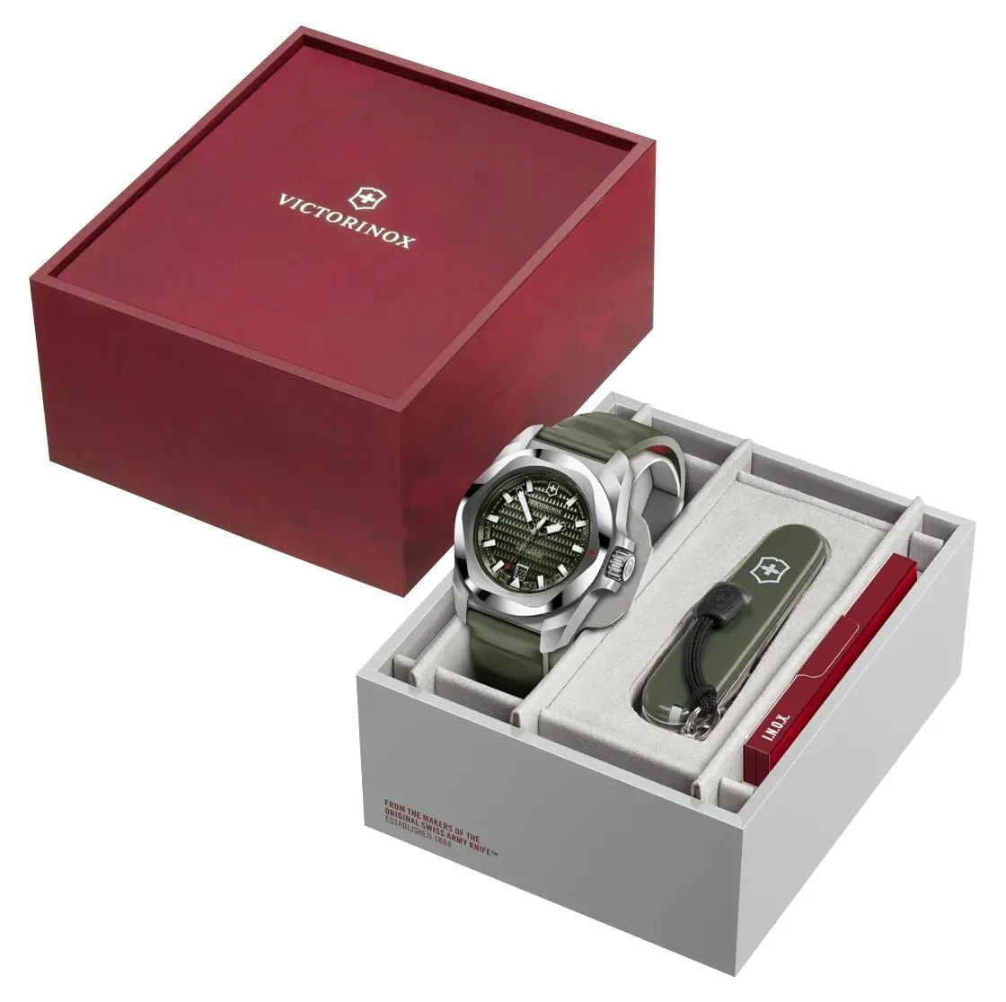 Victorinox Swiss Army I.N.O.X. Automatic Stainless Steel Green Dial Green Rubber Strap Date Divers Mens Watch 242017.1