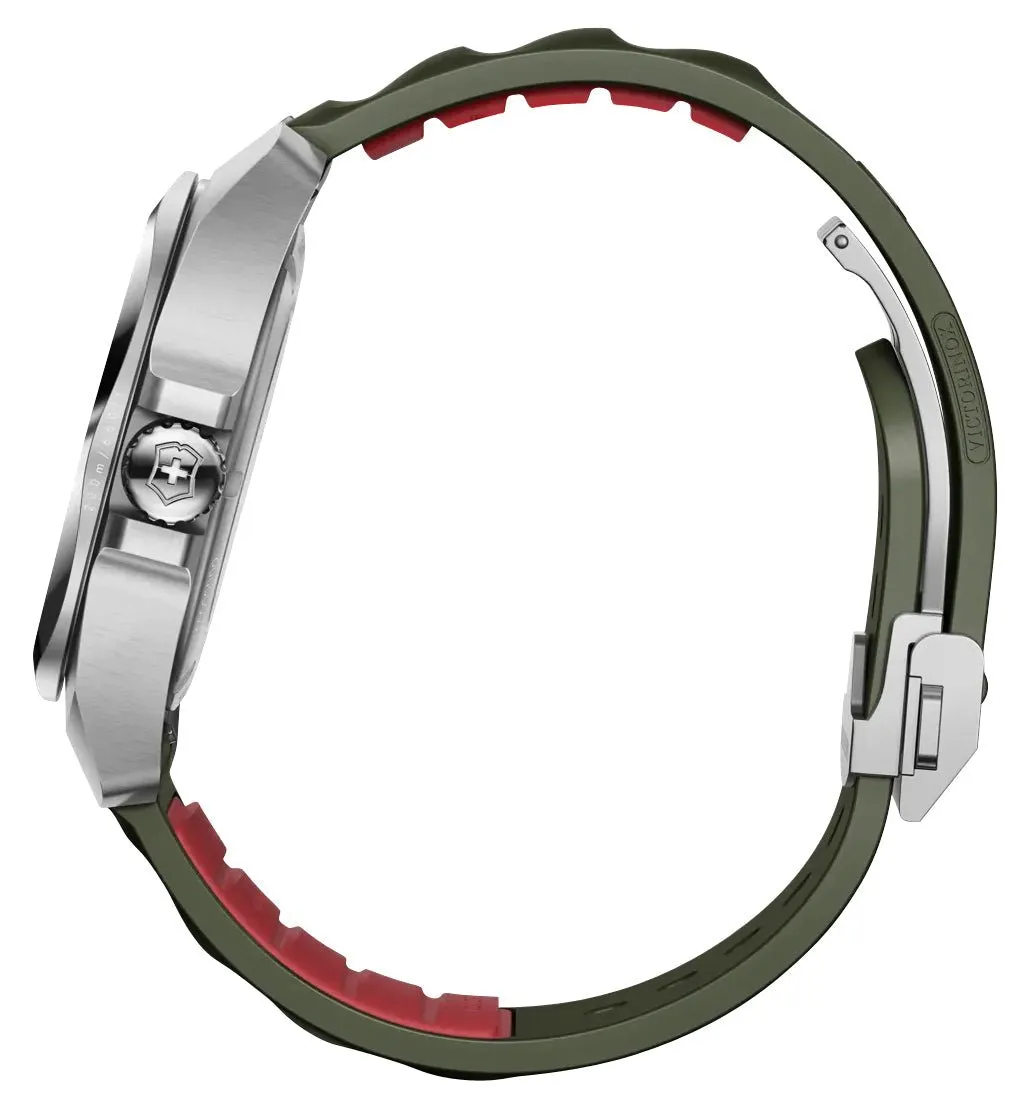 Victorinox Swiss Army I.N.O.X. Automatic Stainless Steel Green Dial Green Rubber Strap Date Divers Mens Watch 242017.1