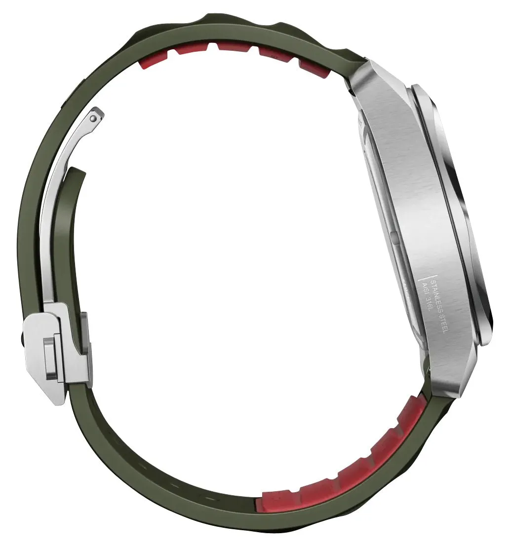 Victorinox Swiss Army I.N.O.X. Automatic Stainless Steel Green Dial Green Rubber Strap Date Divers Mens Watch 242017.1