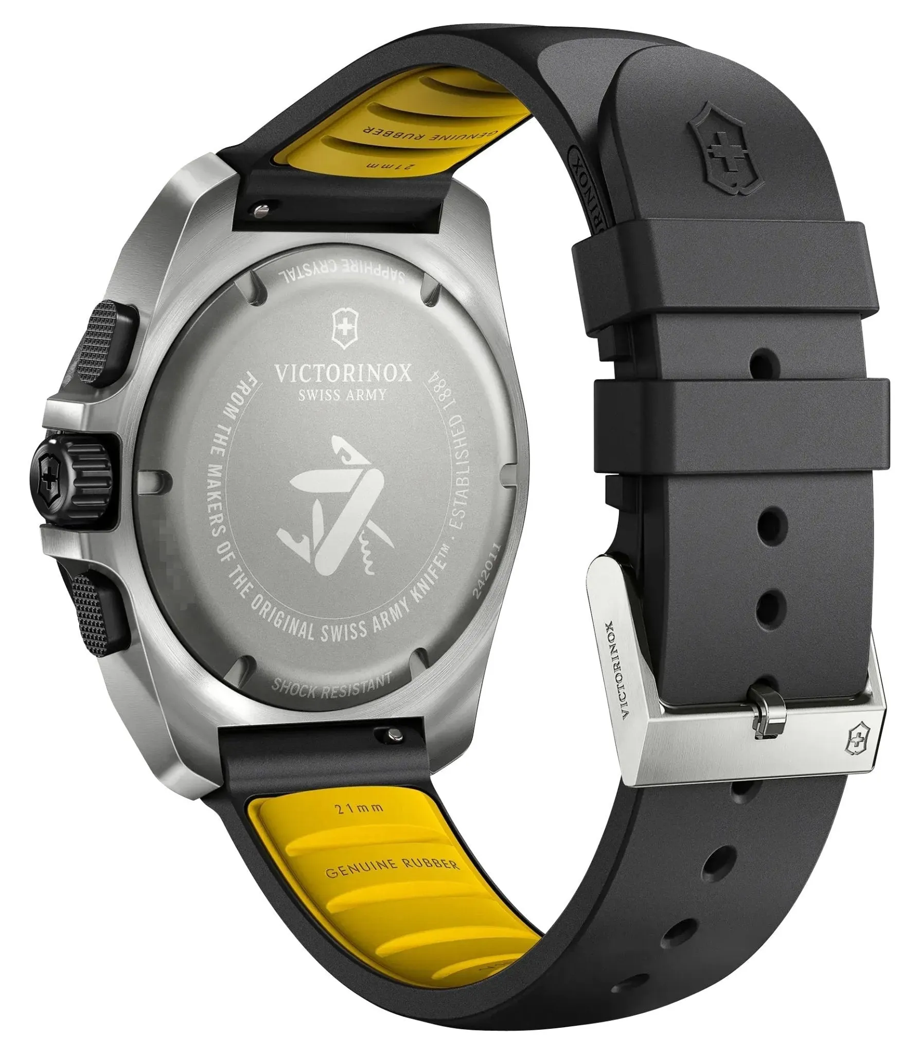 Victorinox Swiss Army I.N.O.X. Chronograph Titanium Black Dial Black Rubber Strap Day/Date Divers Quartz Mens Watch 242011