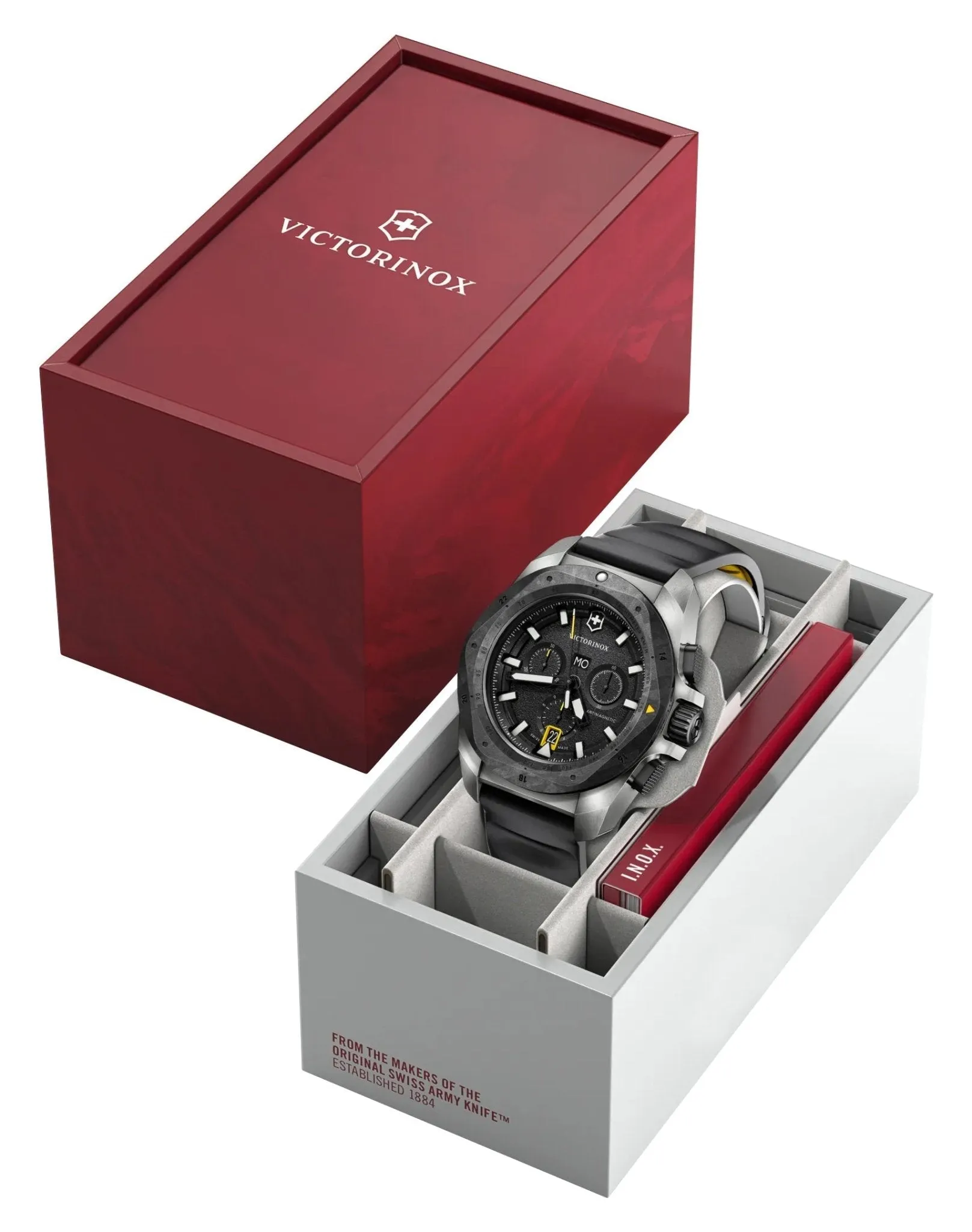 Victorinox Swiss Army I.N.O.X. Chronograph Titanium Black Dial Black Rubber Strap Day/Date Divers Quartz Mens Watch 242011